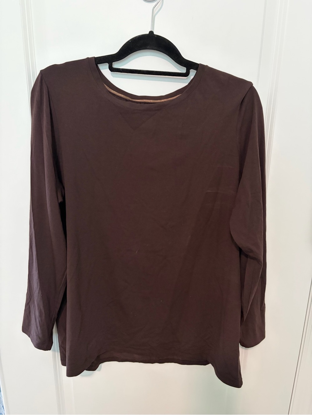Chico's Long-Sleeve Crew Neck Top - Chocolate Brown